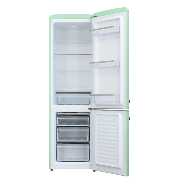 electriQ 244 Litre 60/40 Retro Freestanding Fridge Freezer - Mint Green