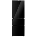 eiQ60FDFF electriQ 320 Litre French Style American Fridge Freezer - Black Glass