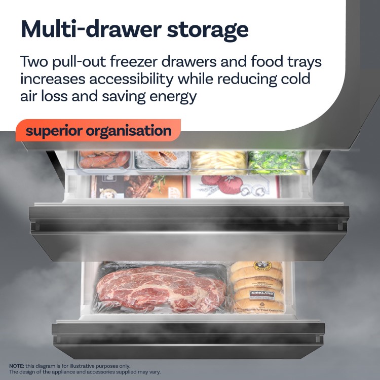 electriQ 401 Litre 60/40 Freestanding Fridge Freezer – Stainless Steel