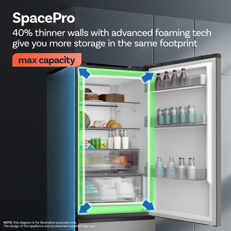 electriQ 401 Litre 60/40 Freestanding Fridge Freezer – Stainless Steel