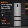 electriQ 401 Litre 60cm Wide 60/40 No Frost Fridge Freezer - Stainless Steel 