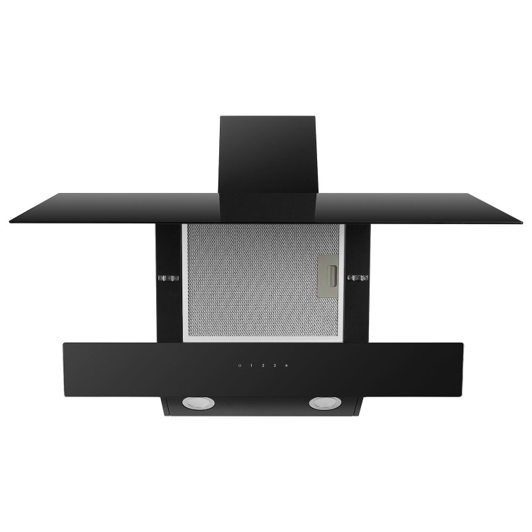 electriQ 80cm Angled Cooker Hood - Black Glass