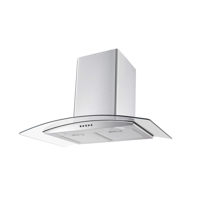 electriQ 80cm Curved Glass Chimney Cooker Hood - Stainless Steel