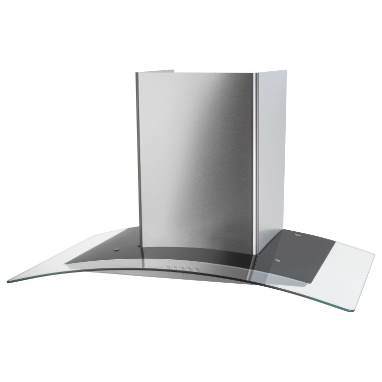 electriQ 80cm Curved Glass Chimney Cooker Hood - Stainless Steel