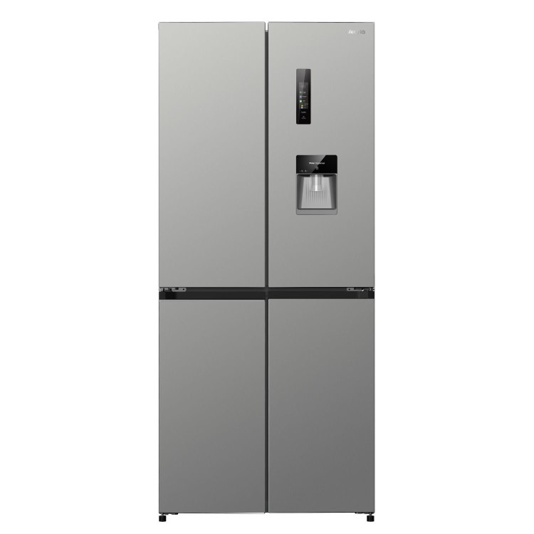 electriQ 415 Litre Four Door American Fridge Freezer with Water Dispenser - Stainless Steel