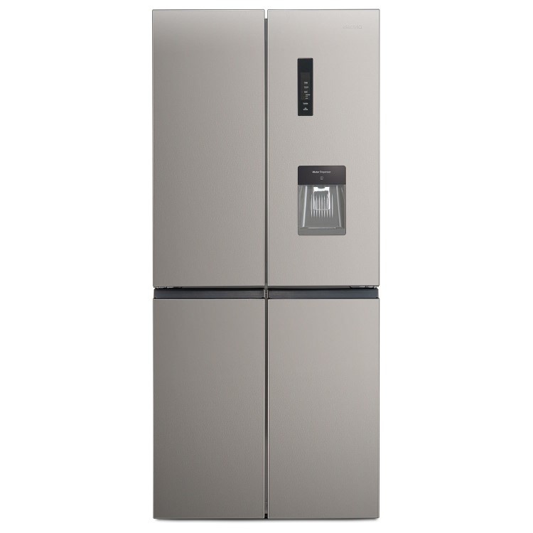 electriQ 415 Litre Four Door American Fridge Freezer with Water Dispenser - Stainless Steel