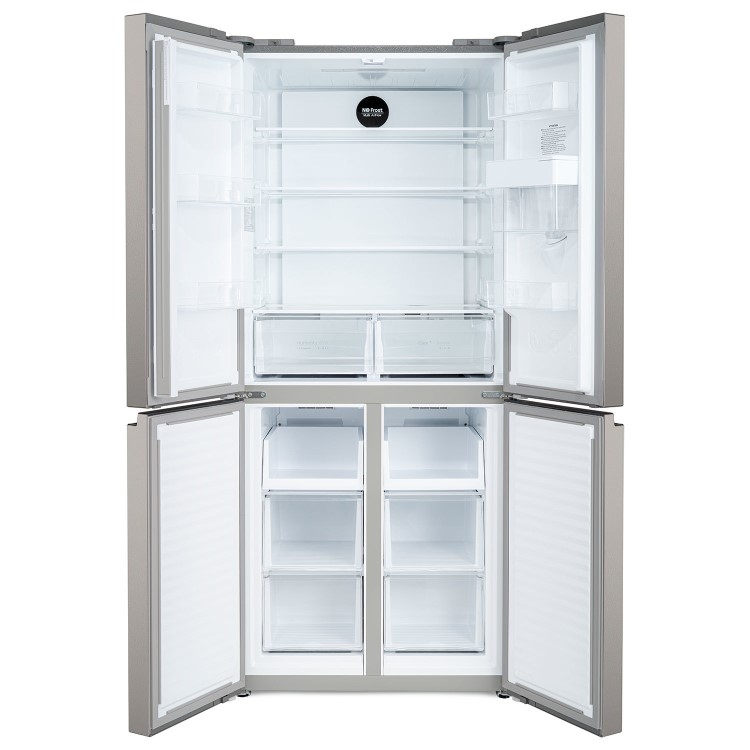 electriQ 415 Litre Four Door American Fridge Freezer with Water Dispenser - Stainless Steel