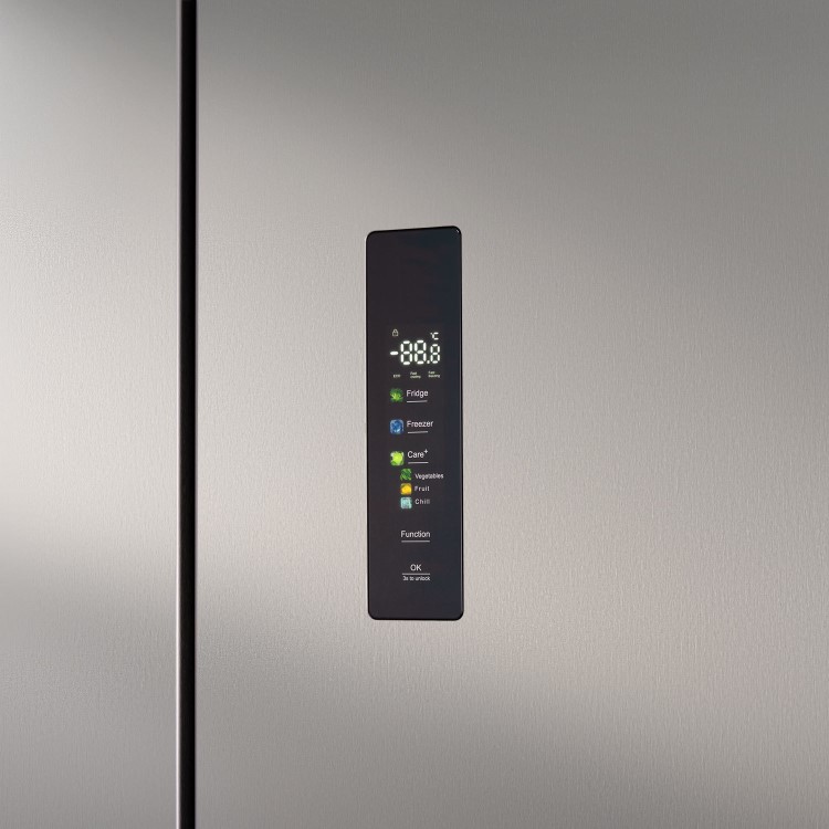 electriQ 415 Litre Four Door American Fridge Freezer with Water Dispenser - Stainless Steel