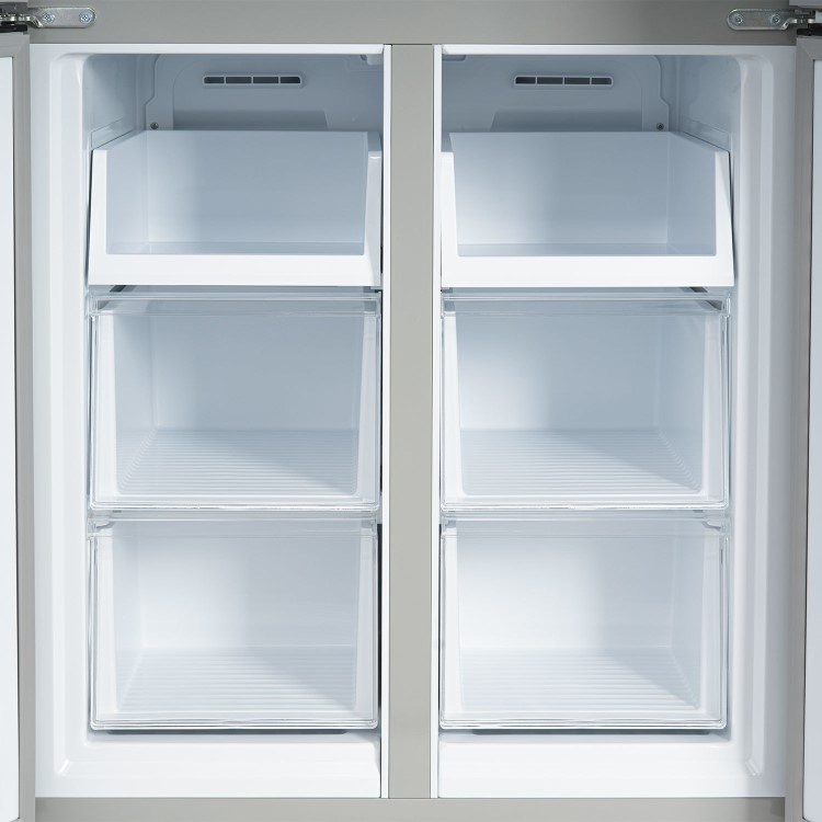 electriQ 415 Litre Four Door American Fridge Freezer with Water Dispenser - Stainless Steel