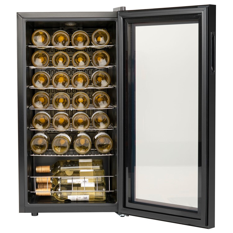 electriQ 28 Bottle Capacity Freestanding Wine Cooler -  Black