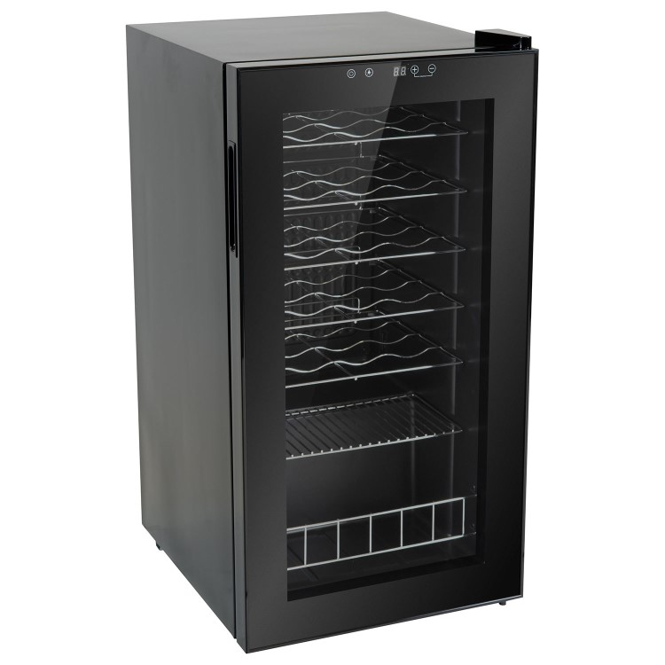 electriQ 28 Bottle Capacity Freestanding Wine Cooler -  Black