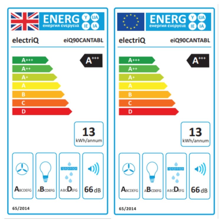 electriQ 90cm Telescopic Cooker Hood with Auto Opening - Black