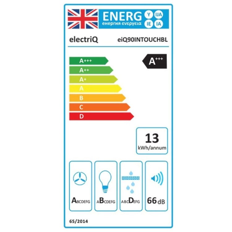 electriQ 90cm Integrated Cooker Hood with Gesture Control - Black
