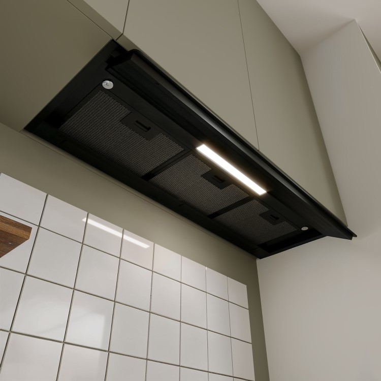 electriQ 90cm Integrated Cooker Hood with Gesture Control - Black