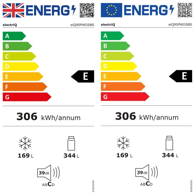 electriQ 513 Litre Side-by-Side American Fridge Freezer – Stainless Steel