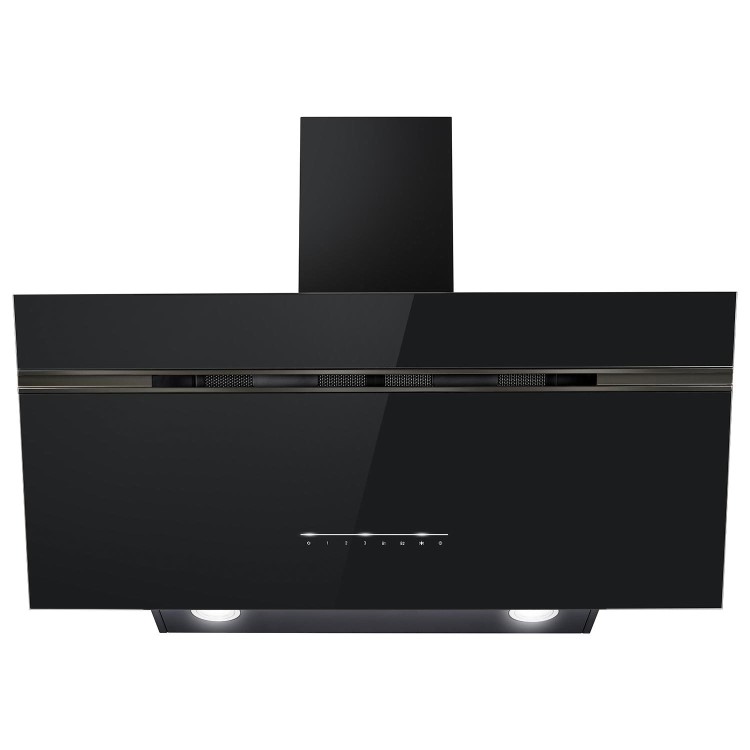 Refurbished electriQ eiQAN90BSSHEv2 90cm Super Silent Angled Cooker Hood Black