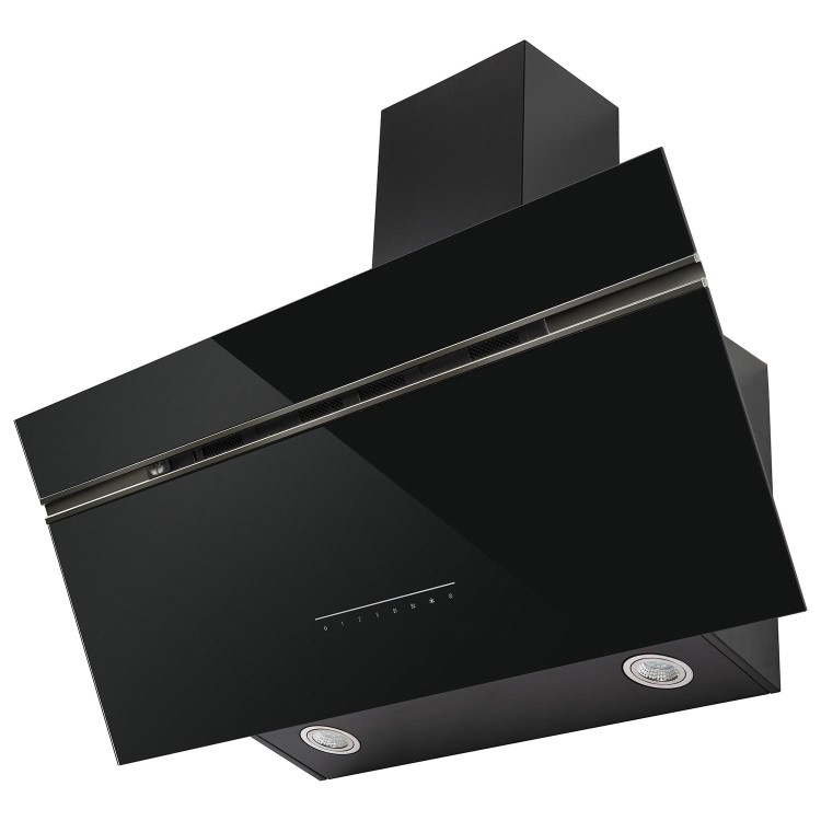 Refurbished electriQ eiQAN90BSSHEv2 90cm Super Silent Angled Cooker Hood Black