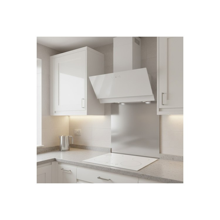 electriQ 90cm Touch & Gesture Control Angled Chimney Cooker Hood - White