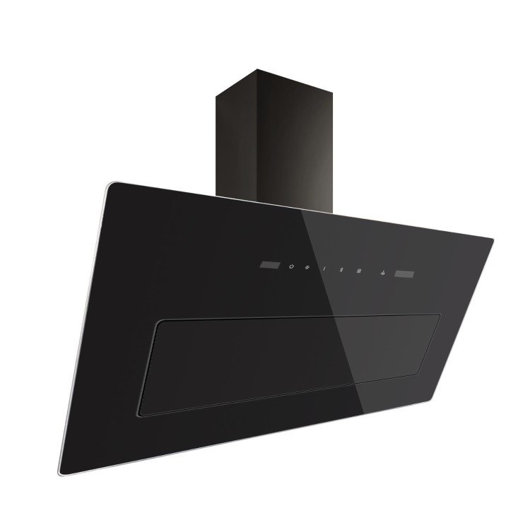 electriQ 90cm Angled Chimney Cooker Hood - Black