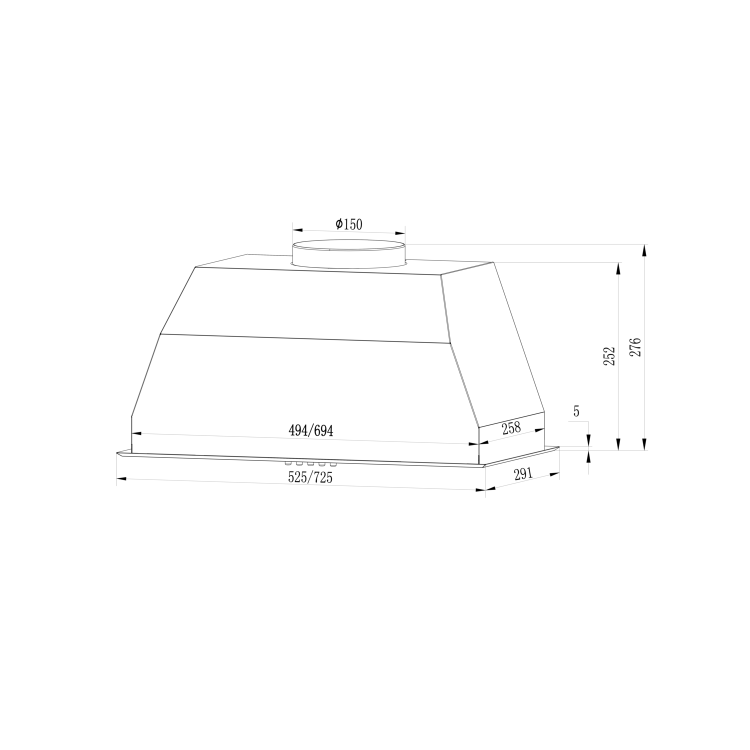 electriQ 72.5cm Canopy Cooker Hood - Stainless Steel