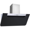 electriQ 60cm Angled Black Glass &amp; Stainless Steel Cooker Hood Includes Optional Chimney 
