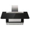 electriQ 90cm Angled Cooker Hood - Black Glass and Stainless Steel
