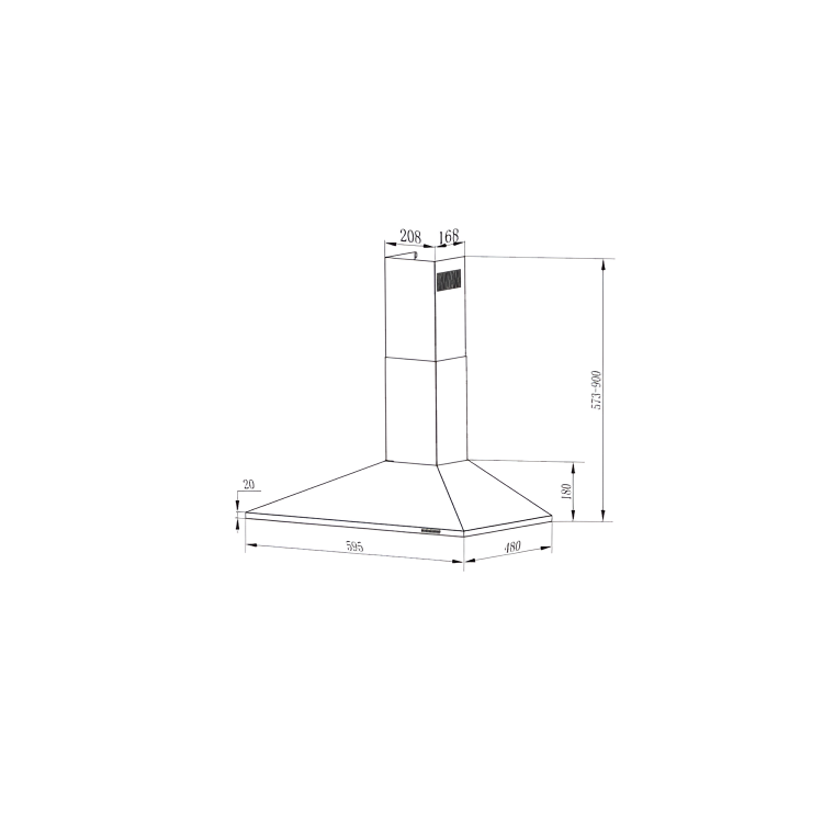 electriQ 60cm Traditional Chimney Hood with Touch Control - Black