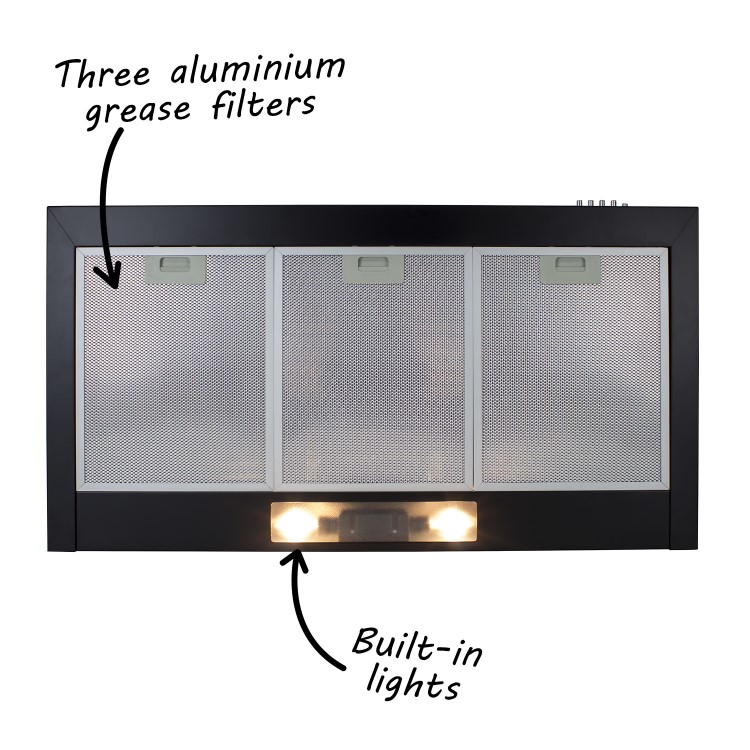 electriQ 90cm Black Chimney Cooker Hood Extractor - 5 Year warranty