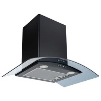 electriQ 70cm Curved Glass Chimney Cooker Hood - Black