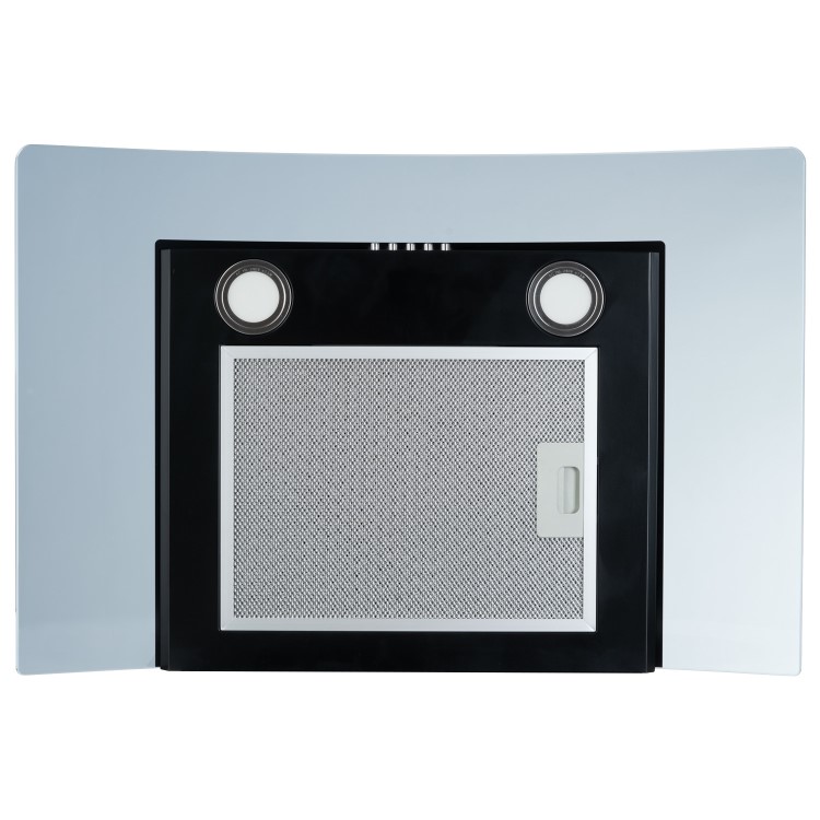 electriQ 70cm Curved Glass Chimney Cooker Hood - Black