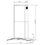 electriQ 70cm Curved Glass Chimney Cooker Hood - Black