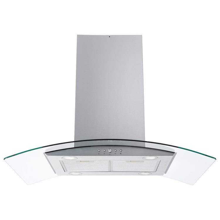 Refurbished Electriq 90cm Curved Glass Island Cooker Hood Stainless Steel