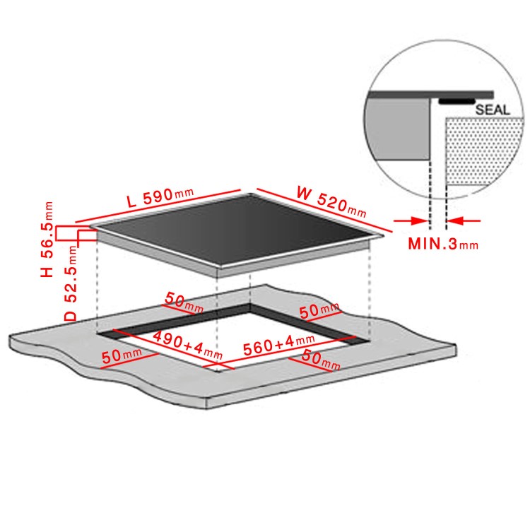 electriQ 60cm Induction 13amp Plug-in Touch Control Hob 
