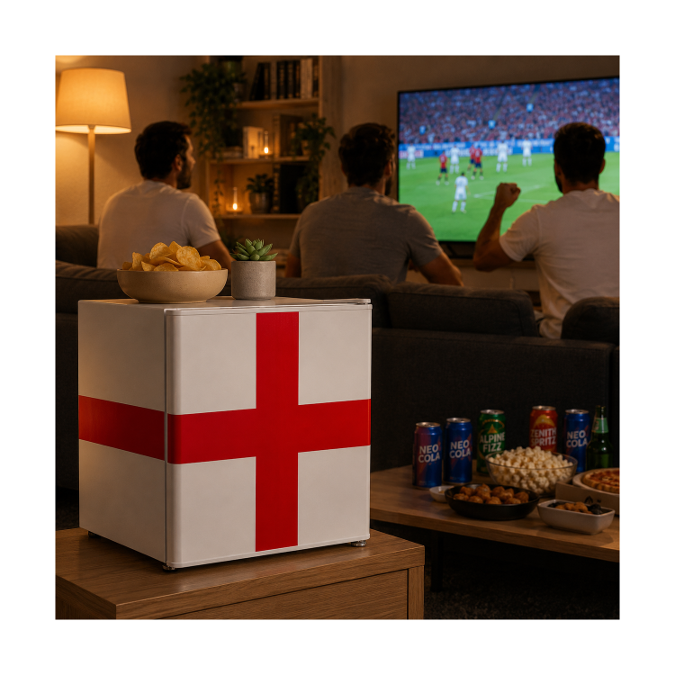 electriQ 48 Litre Drinks Fridge – England Flag Design
