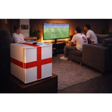 GRADE A1 - electriQ 48 Litre Drinks Fridge – England Flag Design