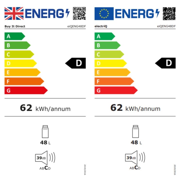 electriQ 48 Litre Drinks Fridge – England Flag Design