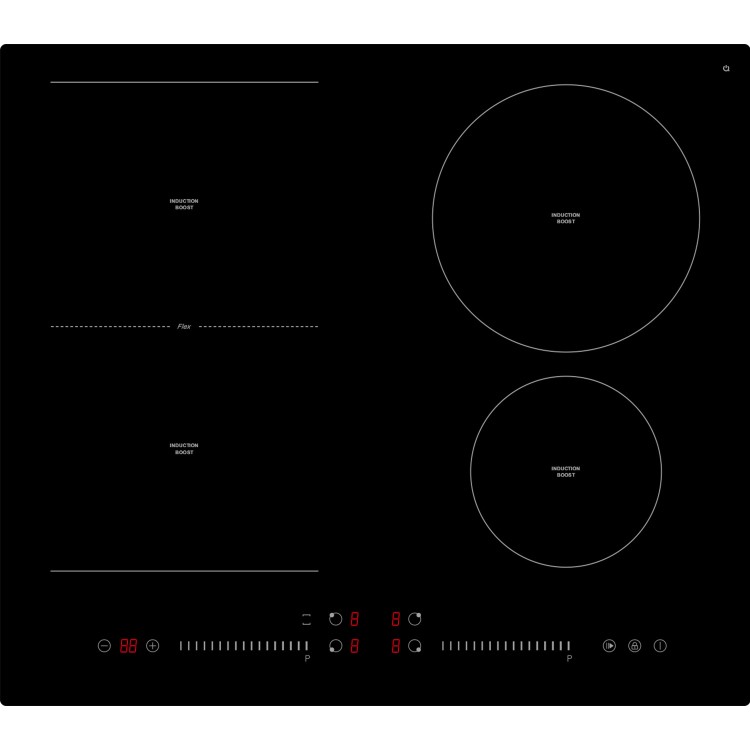 Refurbished electriQ eiQIND60FLEX 60cm 4 Zone Induction Hob with Flex Zone Black
