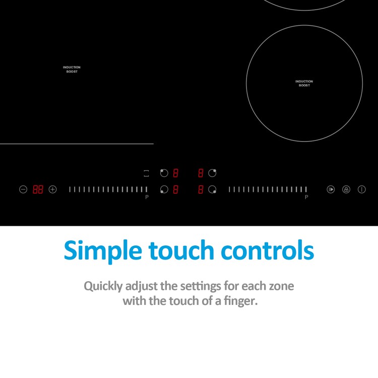 Refurbished electriQ eiQIND60FLEX 60cm 4 Zone Induction Hob with Flex Zone Black
