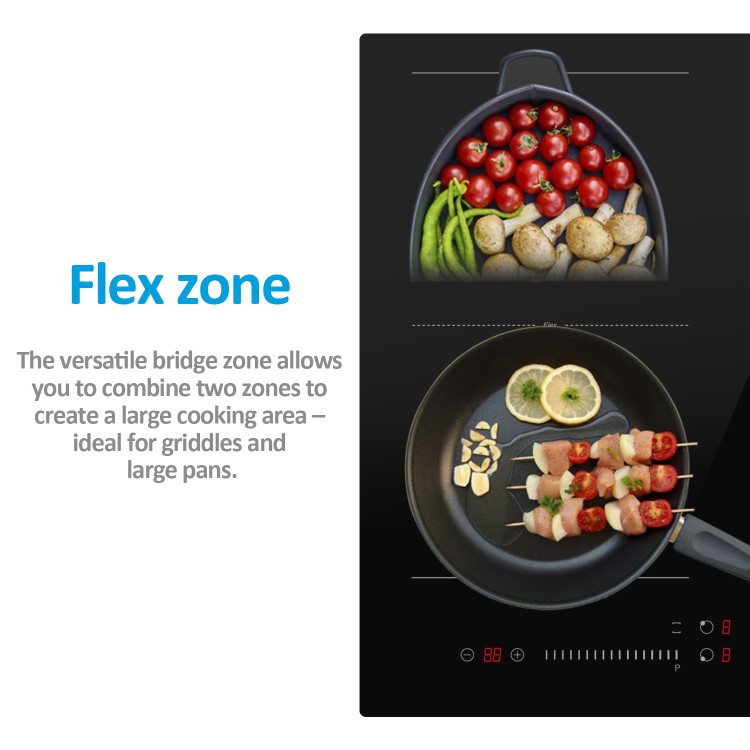 Refurbished electriQ eiQIND60FLEX 60cm 4 Zone Induction Hob with Flex Zone Black