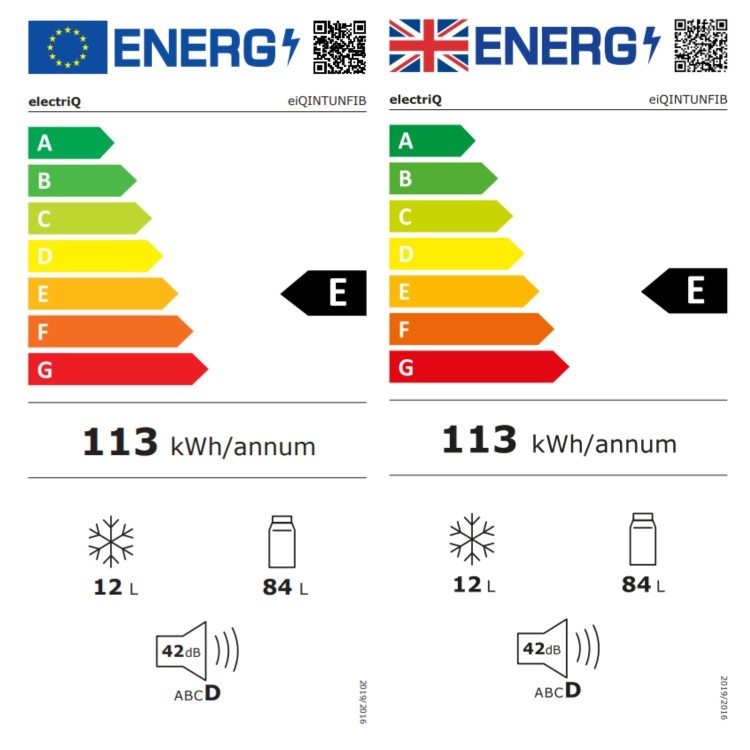 electriQ 96L Integrated Under Counter Fridge with Ice Box