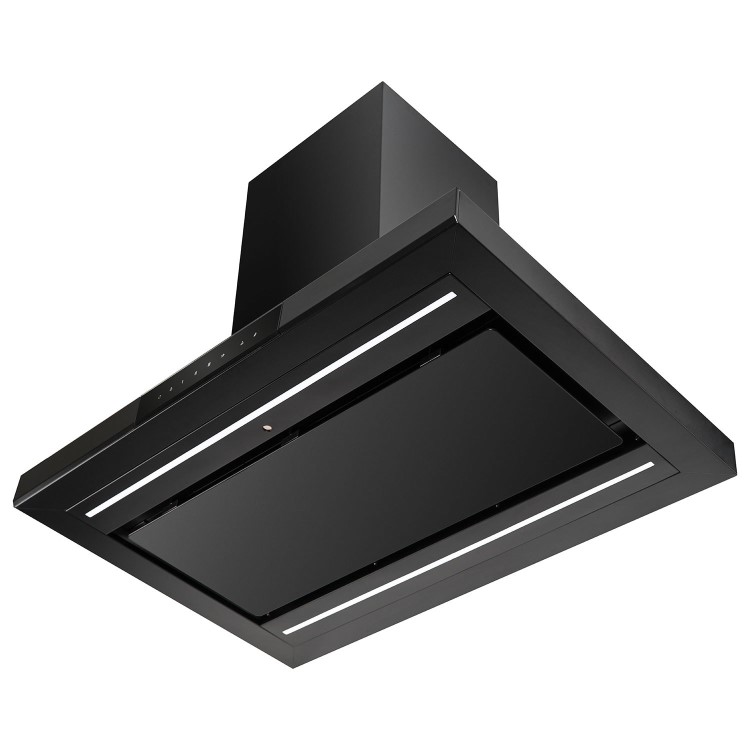 Refurbished electriQ eiQISLANDSLIMBK 90cm Island Hood with Hob to Hood Connection Black