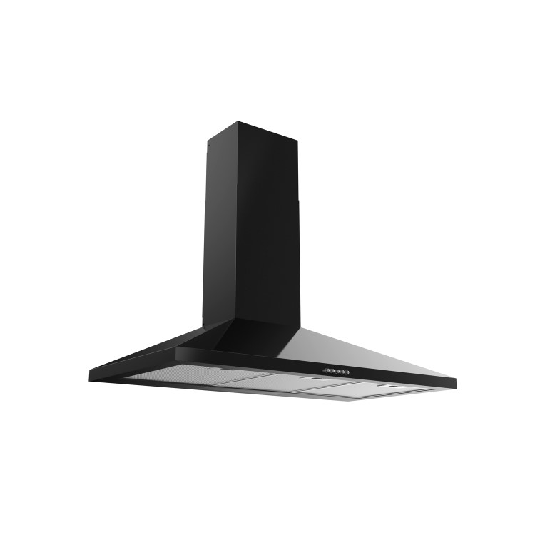 electriQ 90cm Traditional Chimney Cooker Hood in Black - 5 Year warranty