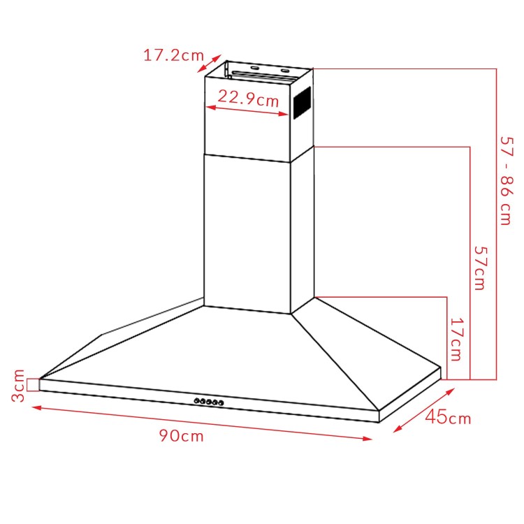 electriQ 90cm Traditional Chimney Cooker Hood in Black - 5 Year warranty