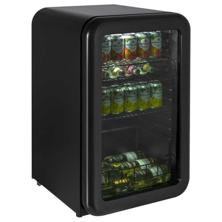 Refurbished electriQ eiQRETRO115DFBLK 115 Litre Drinks Fridge