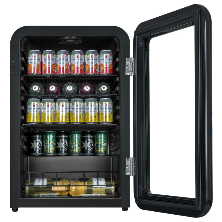 Refurbished electriQ eiQRETRO115DFBLK 115 Litre Drinks Fridge