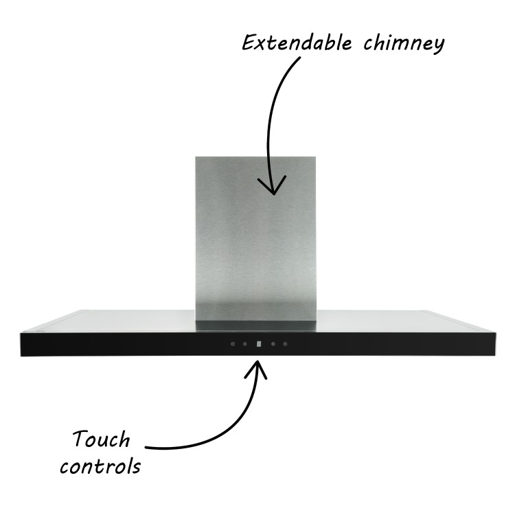electriQ 100cm Slimline Chimney Cooker Hood - Stainless Steel