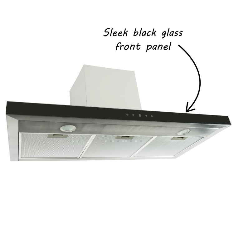 electriQ 100cm Slimline Chimney Cooker Hood - Stainless Steel