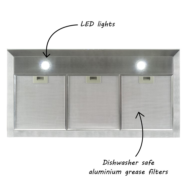 electriQ 100cm Slimline Chimney Cooker Hood - Stainless Steel