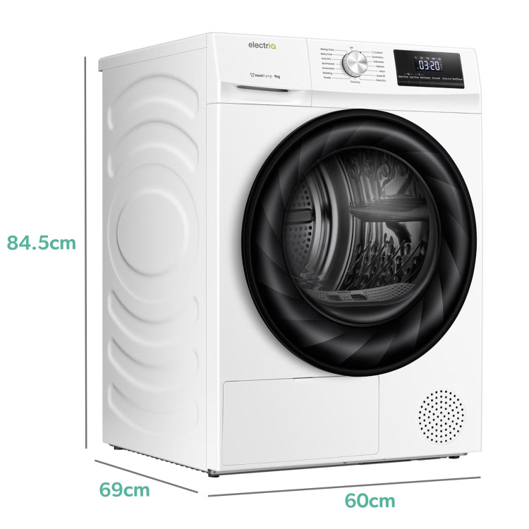 Refurbished electriQ eiQTDHPFS9 Freestanding Heat Pump 9KG Tumble Dryer White