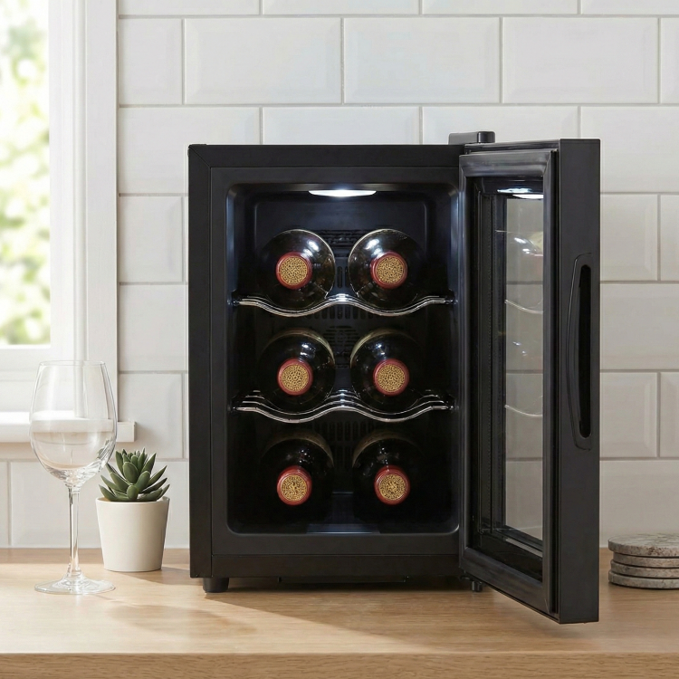 electriQ 6 Bottle Thermoelectric Wine Cooler - Compact Countertop Mini Wine Fridge